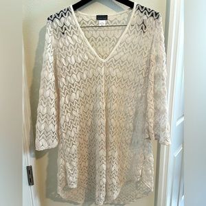 White Crochet women’s coverup top